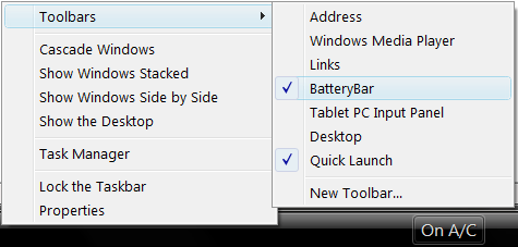 How to enable battery Bar