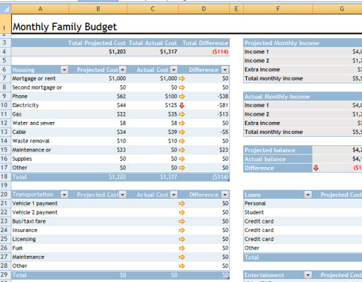 excel budget template online