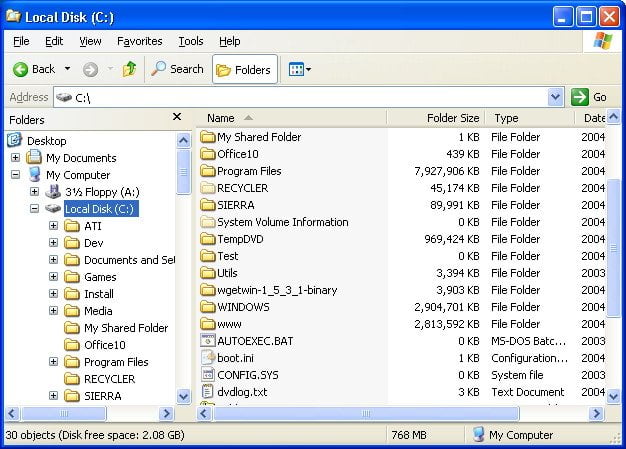 Viewing Folder size in Windows explorer