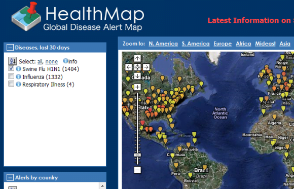 H1n1 sine flu health map