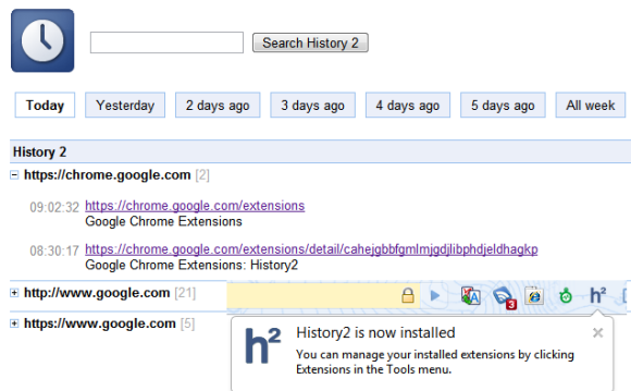 History chrome extensions