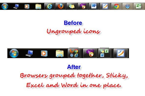 Group Taskbar Items in Windows 7 for better access