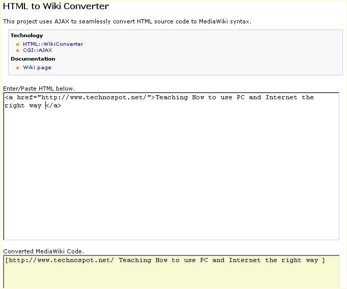 Convert HTML TO WIKI
