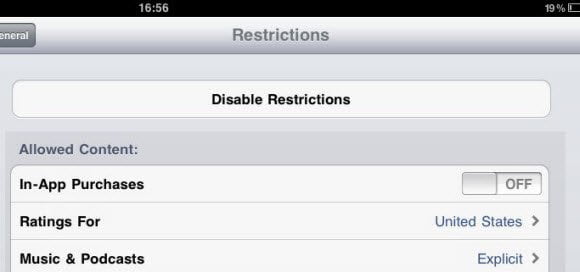 iOS in-app restriction