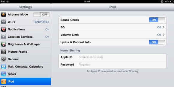 iPod Home Sharing Credentials