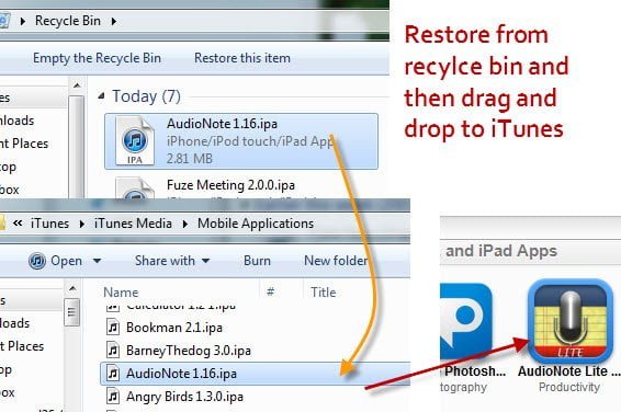 iTunes Restore Apps