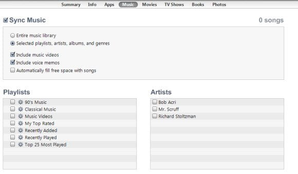 iTunes music import to iPad