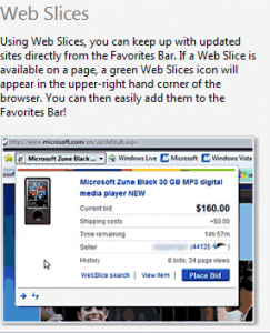 did web slices go away in ie10
