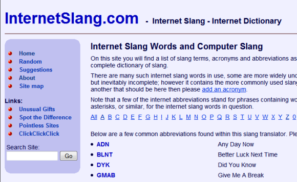 Internet slang dictionary