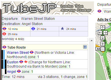 london tube travel time calculator