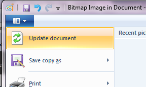 Update image to parent document in Wordpad Windows 7