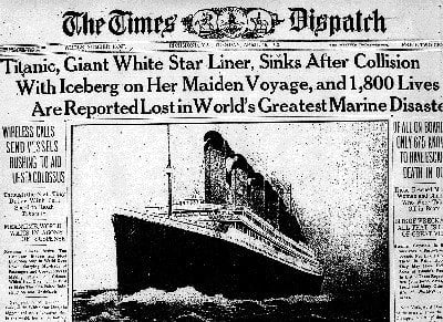 Titanic Sink Newspaper Cutting