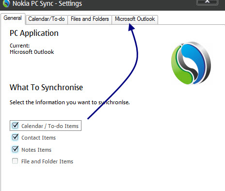 Nokia pc sync with outlook