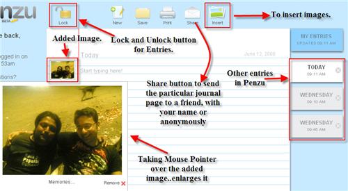 Penzu Journal Entry and Features