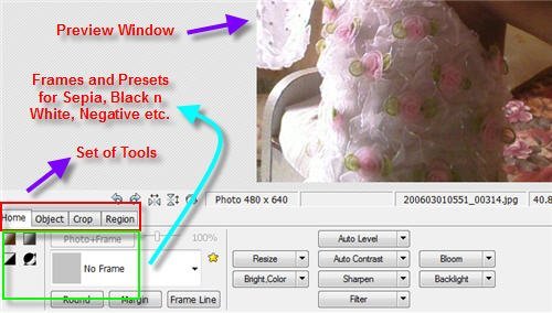 Photoscape editor options