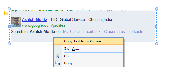 How to save text from image in one note