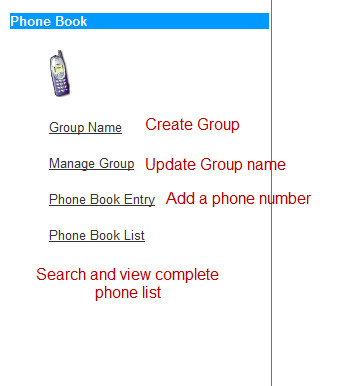 Phone book menu