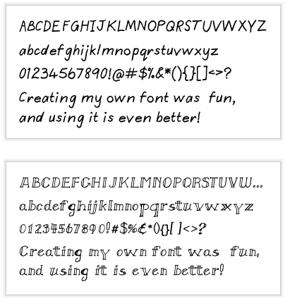 True type handwriting fonts samples