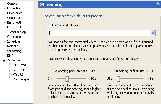 uTorrent Streaming Preferences