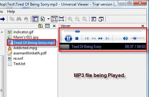 MP3 preview in Univeral Viewer