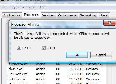 Setting Affinity with the processor