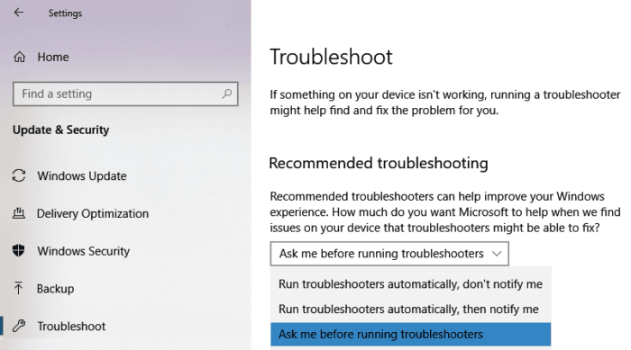 Manually Automate Troubleshooting Windows 10