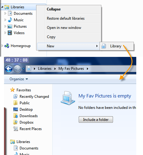 How to add a new Windows 7 library