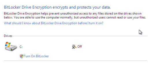Windows 7 features : Bitlocker drive encryption