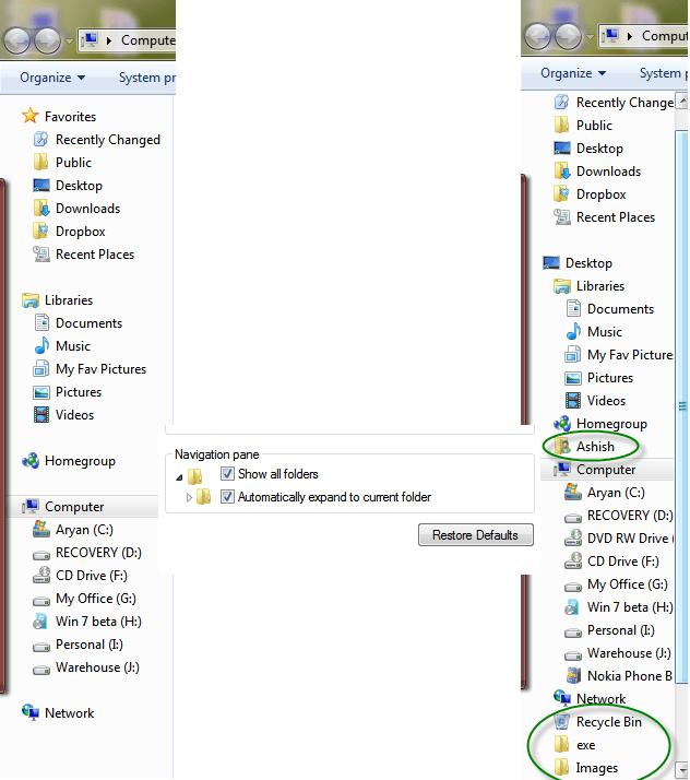 expand all folders windows 7