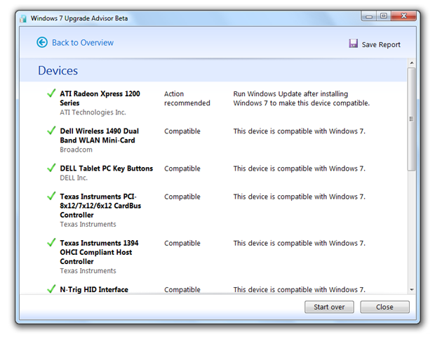 Windows 7 compatibility report