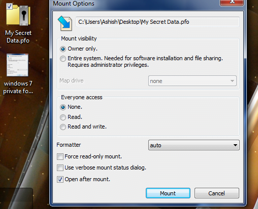Windows 7 private folders