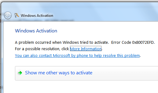 Windows activation error