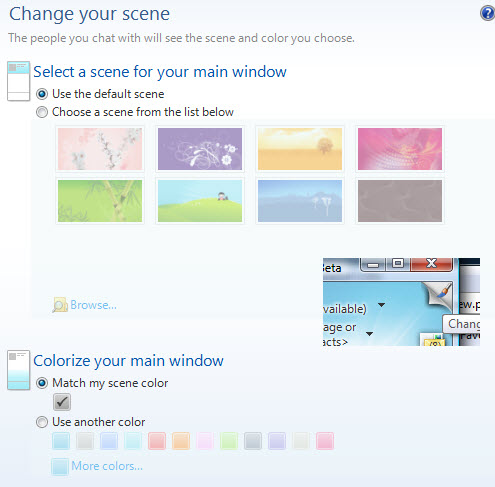 Scene Configuration in Windows Live Messenger